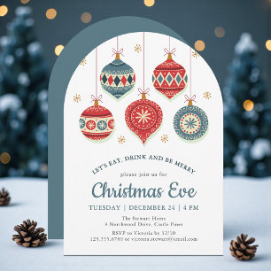 Chic Christmas Eve Dinner Ornament Invitation