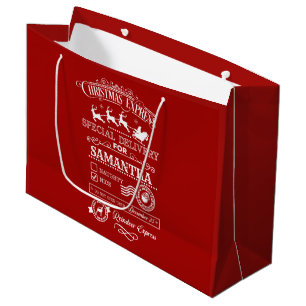 Chic Christmas Express Special Delivery Monogram Large Gift Bag