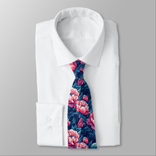 Chic Christmas Gift For Men Peonies Tie