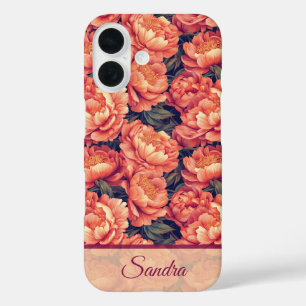 Chic Christmas Gift Peony Name iPhone 16 Case