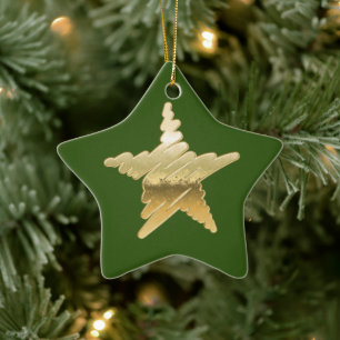 Chic Christmas metallic gold star green Ceramic Tree Decoration