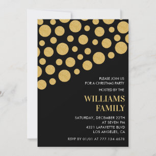 Chic Christmas Party Black Gold Invitation
