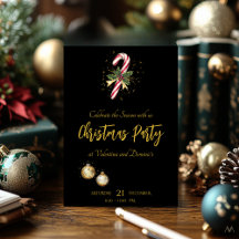 Chic Christmas Party with Candy Cane on Black