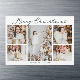 Chic  Christmas Photo Collage 2025 Magnetic Card