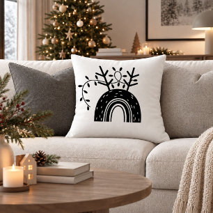 Chic Christmas Rainbow Black White Decorative Pill Cushion