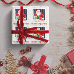 Chic Christmas Santa under the snow with gifts Wrapping Paper<br><div class="desc">This very elegant wrapping paper features  a beautiful original illustration of Santa Claus bringing gifts under the snow.
The message merry Christmas is beautifully written in calligraphic font. 
The sender’s name is customisable.
Main colours : red and gold.</div>