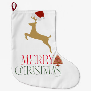 Chic Christmas scandinavian pattern  Large Christmas Stocking
