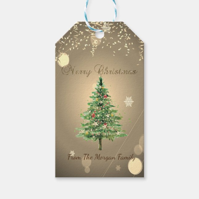 Chic Christmas Tree, Confetti Gift Tags (Front)