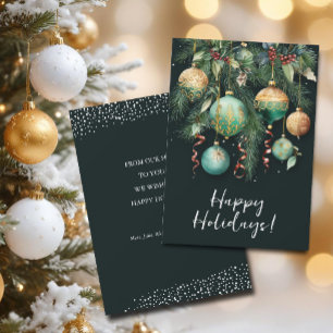 Chic Christmas Tree Ornaments Flat Happy Holiday Card