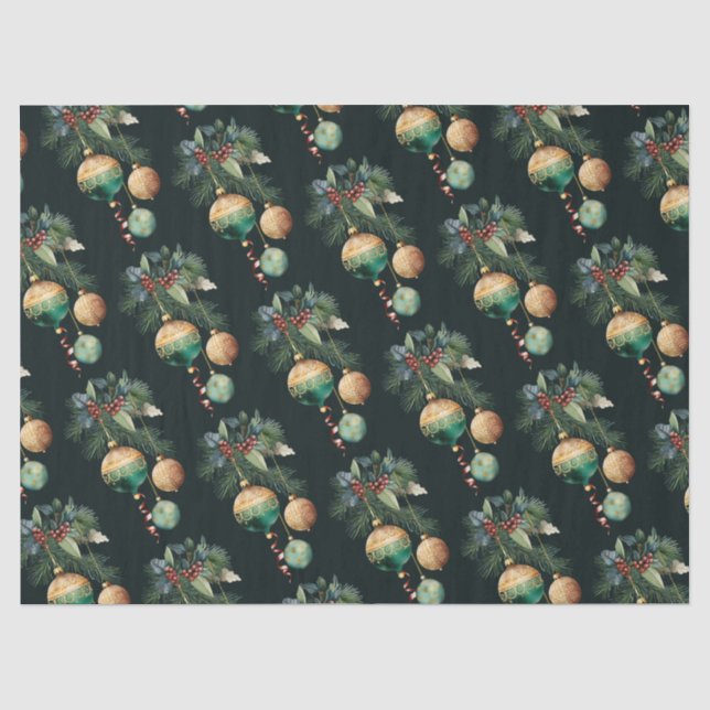 Chic Christmas Tree Ornaments Tissue Paper (Front)