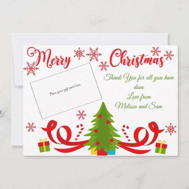 Chic Christmas Tree Thank You Gift Card Holder (Front)