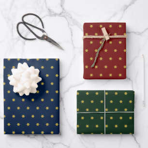 Chic Christmas Wrapping Paper Flat Sheet Set of 3