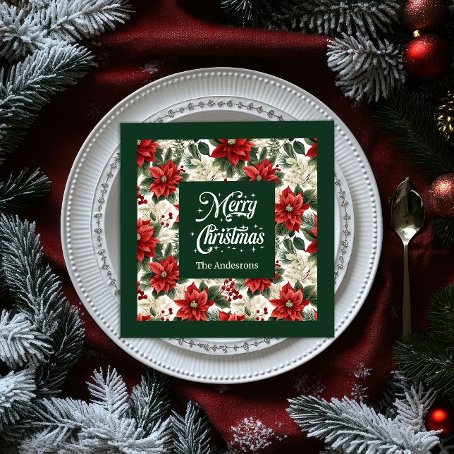 Chic Christmas Wreath Napkins Personalised Gift (Chic Christmas Wreath Napkins Personalized Gift)