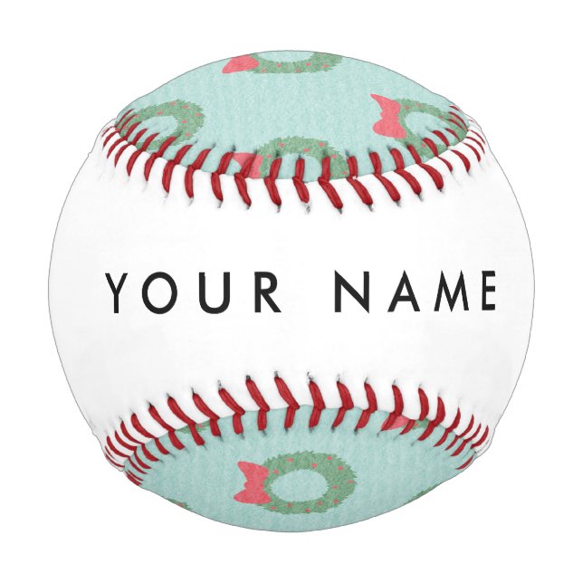 Chic Christmas Wreath Pattern Baseball (Front)