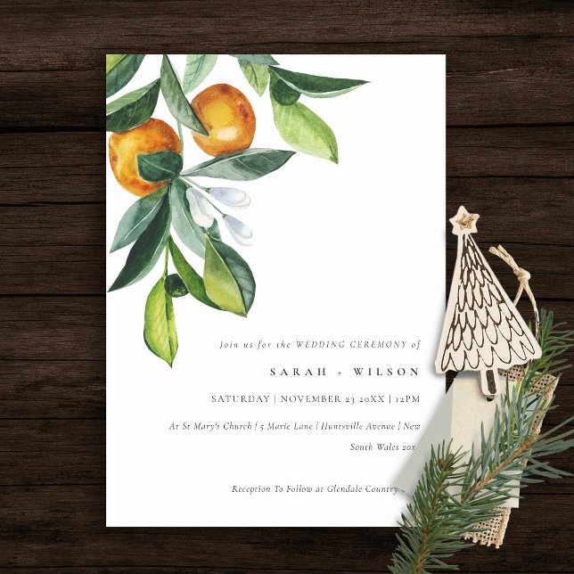 Chic Citrus Orange Botanical Boho Wedding Invite (Creator Uploaded)