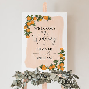 Chic Citrus Orange Greenery Wedding Bridal Welcome Poster
