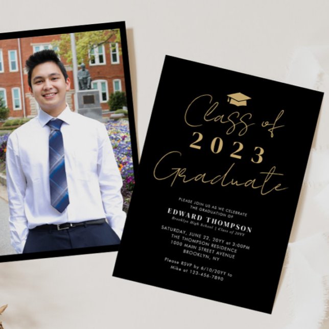 Chic Class of 2023 Photo Graduate Graduation Party Invitation (Creator Uploaded)