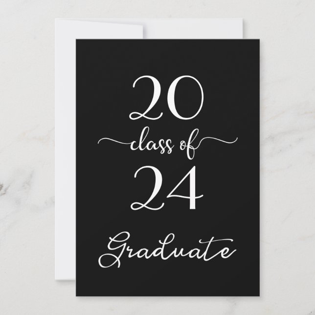 Chic Class Of 2024 Black White Graduation Party Invitation (Front)