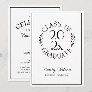 Chic Class Of Black White Emblem Graduation Party Invitation