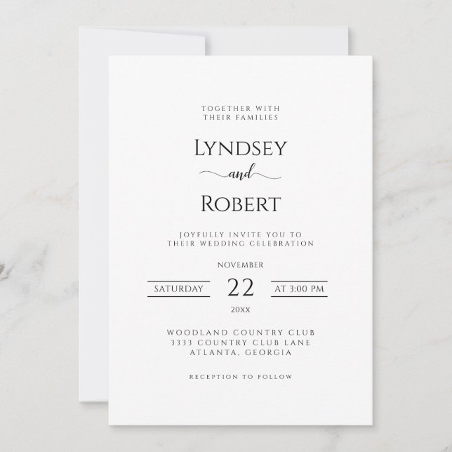 Chic Classic Black and White Wedding Invitation (Front)