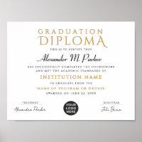 Chic Classic Black Gold School Grad Logo Diploma 