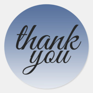 Chic classic blue ombre thank you round sticker