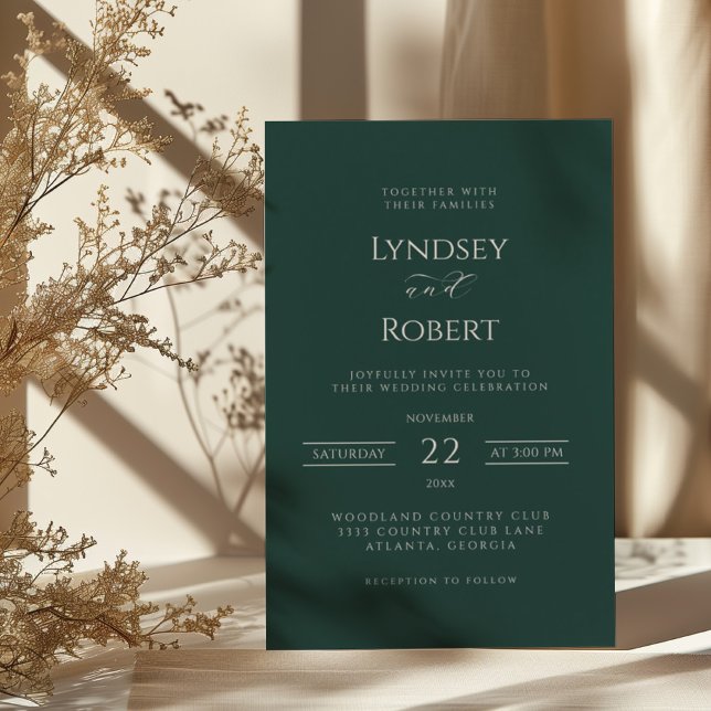 Chic Classic Emerald and White Wedding Invitation (Creator Uploaded)