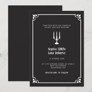 chic classic Hallowedding wedding invitation