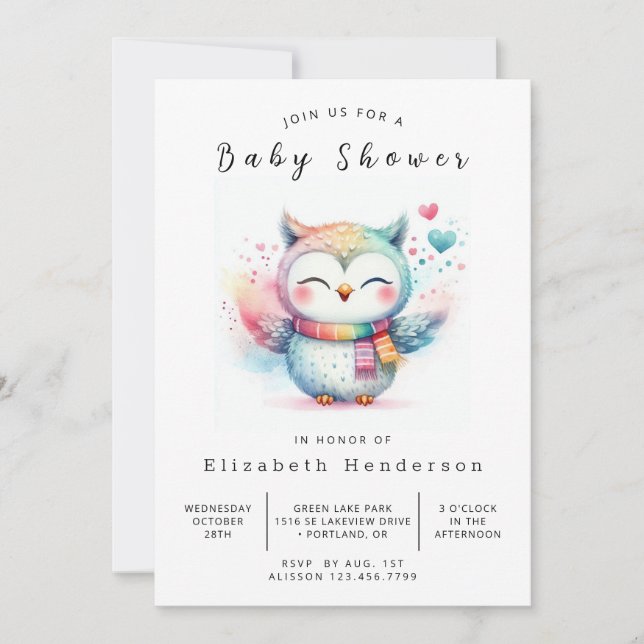 Chic Classic Owl Baby Shower Invitation (Front)