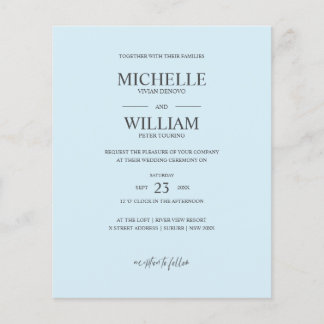 Chic Classic Plain Blue Elegant Budget Wedding