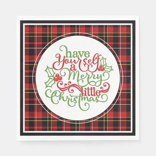 Chic Classic Red Black Yellow White Tartan Pattern Napkin (Front)