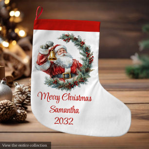 Chic Classic Santa Claus Trendy Editable Christmas Large Christmas Stocking