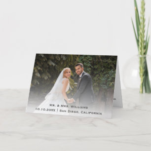 Chic Classic Trendy Wedding Photo Bride And Groom Thank You Card