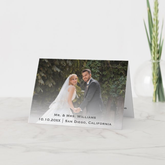 Chic Classic Trendy Wedding Photo Bride And Groom Thank You Card (Front)