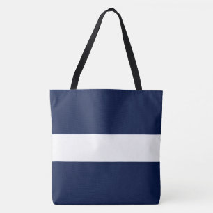 Chic Classic Wide Navy Blue White Nautical Stripes Tote Bag