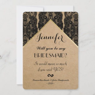 Chic & Classy Black Lace, Gold, & Recycled Paper Invitation