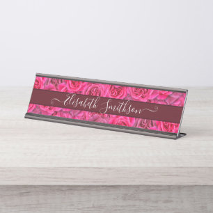     Chic Classy Elegant Custom Professional Floral Desk Name Plate