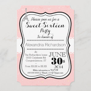 Chic classy Paris eiffel tower Sweet Sixteen part Invitation