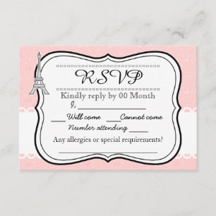 Chic classy pink Paris Eiffel tower RSVP Card