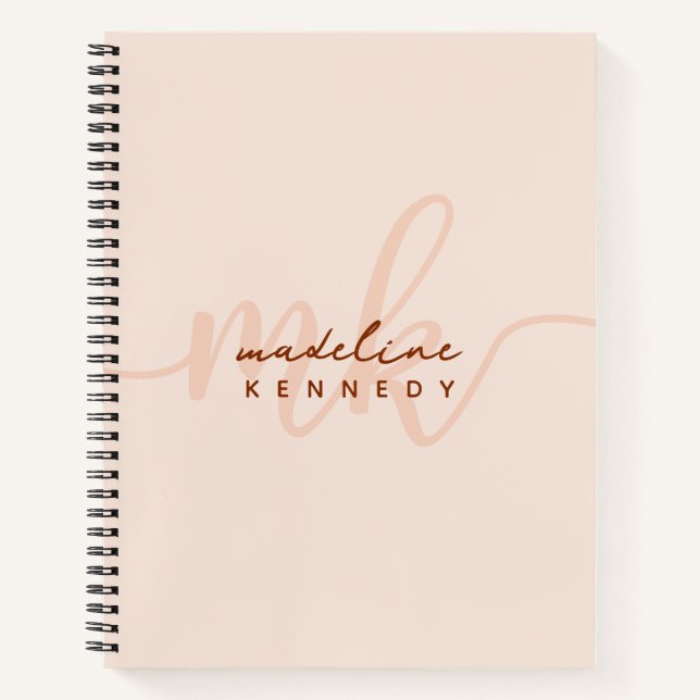 Chic Clay and Beige Modern Monogram Notebook (Front)