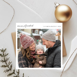 Chic Clean Modern Feliz Navidad Christmas Photo Holiday Card