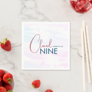 Chic Cloud Nine Blue Pink Bridal Shower Napkin