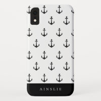 Chic Coastal Black Anchor Pattern