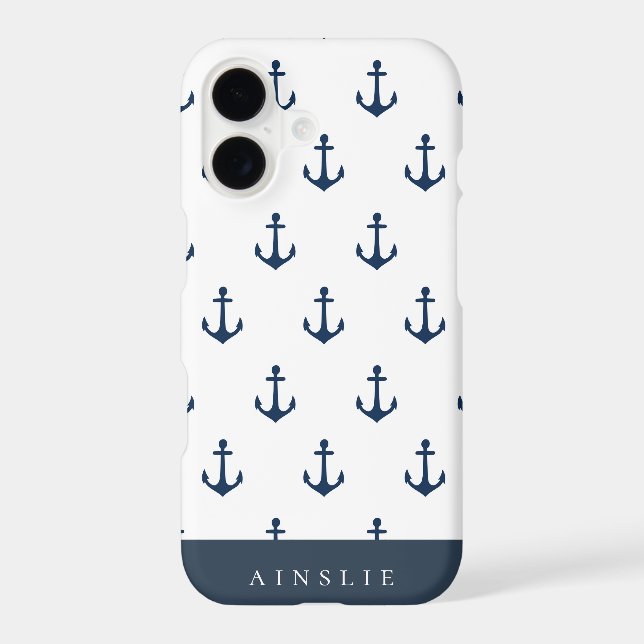 Chic Coastal Navy Anchor Pattern (Back)