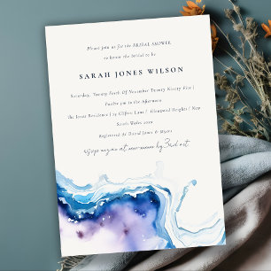 Chic Coastal Sea Beach Watercolor Bridal Shower Invitation