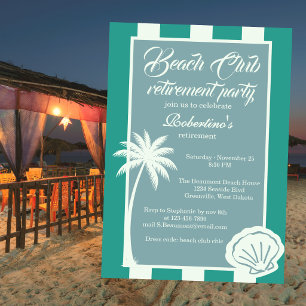 Chic Coastal Stripe Beach Club Retirement Party Invitation