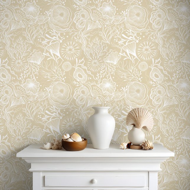 Chic Coastal Under the Sea Golden Coral Reef Wallpaper (Chic Coastal Under the Sea Golden Coral Reef Wallpaper)