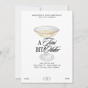 Chic Cocktail A Tini Bit Older Adult Birthday Invitation