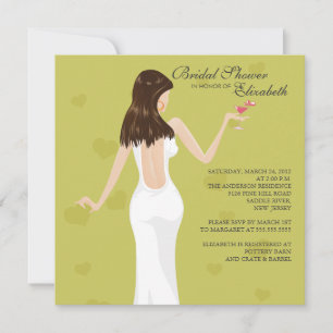 Chic Cocktail Bride Bridal Shower Invitation Green
