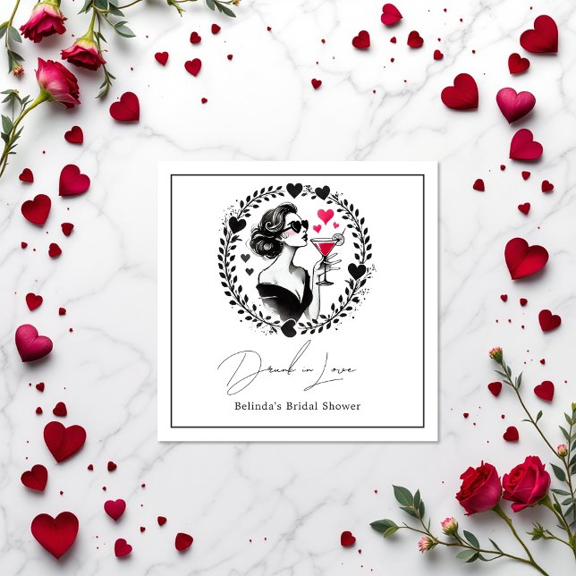 Chic Cocktail Drunk in Love Bridal Shower Napkin (Chic Cocktail Drunk in Love Bridal Shower Napkins)
